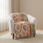 Manta floral Boho para sofá - Manta de algodón