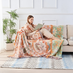 Manta floral Boho para sofá - Manta de algodón