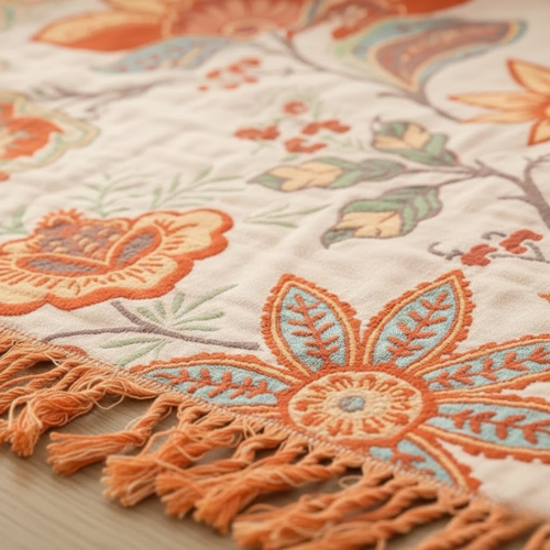 Manta floral Boho para sofá - Manta de algodón