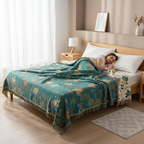 Manta reversible botánica - Manta de algodón