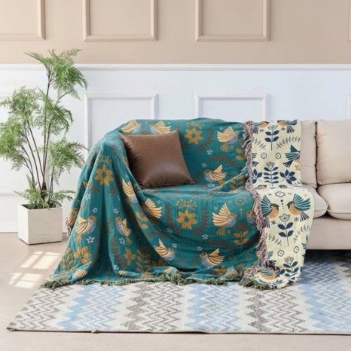 Manta reversible botánica - Manta de algodón