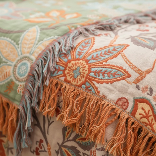 Manta Decorativa Floral Boho - Manta de algodón
