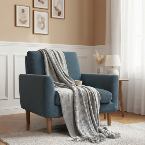 Manta De Punto Rosa Empolvado - manta para arrojar