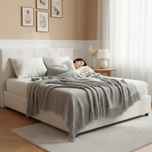 Manta De Punto Rosa Empolvado - manta para arrojar