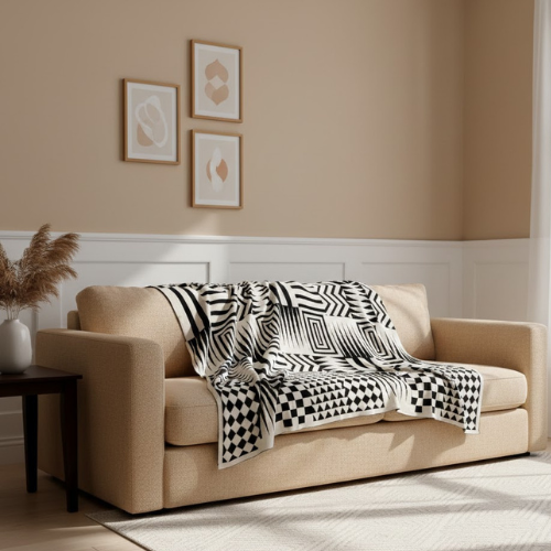 Manta Geometrica Monocromatica - Manta para arropar