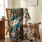 Manta Decorativa Floral Boho - Manta de algodón