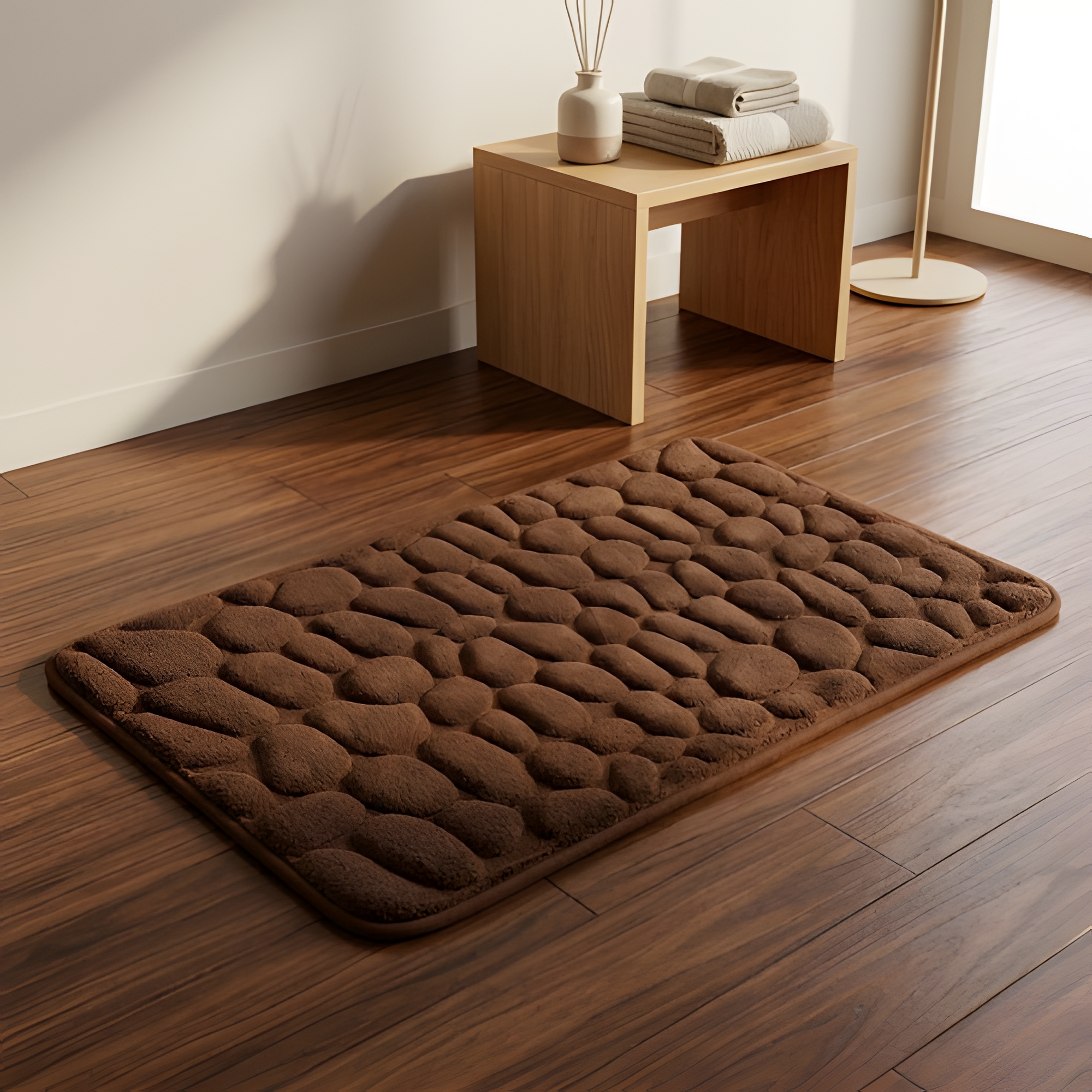 Alfombra versátil con relieve de adoquines - Alfombra de baño