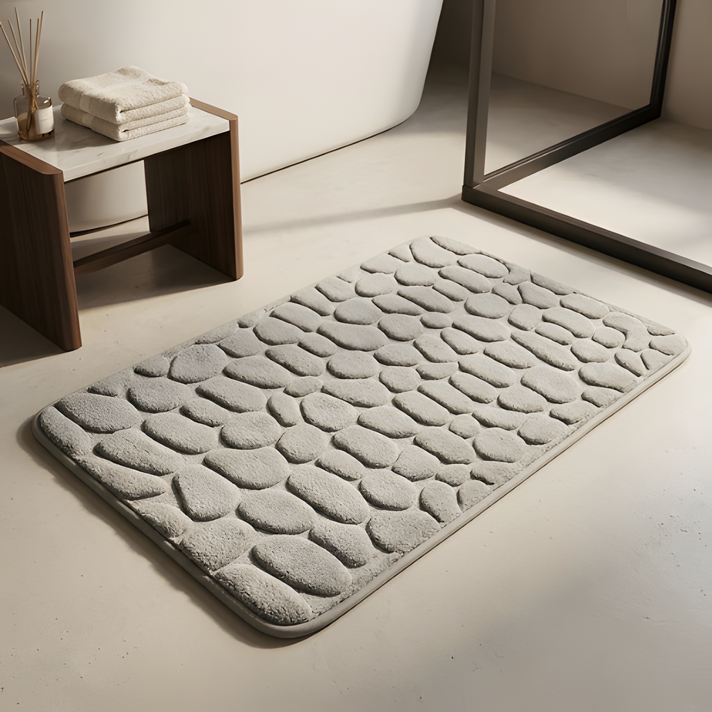 Alfombra versátil con relieve de adoquines - Alfombra de baño