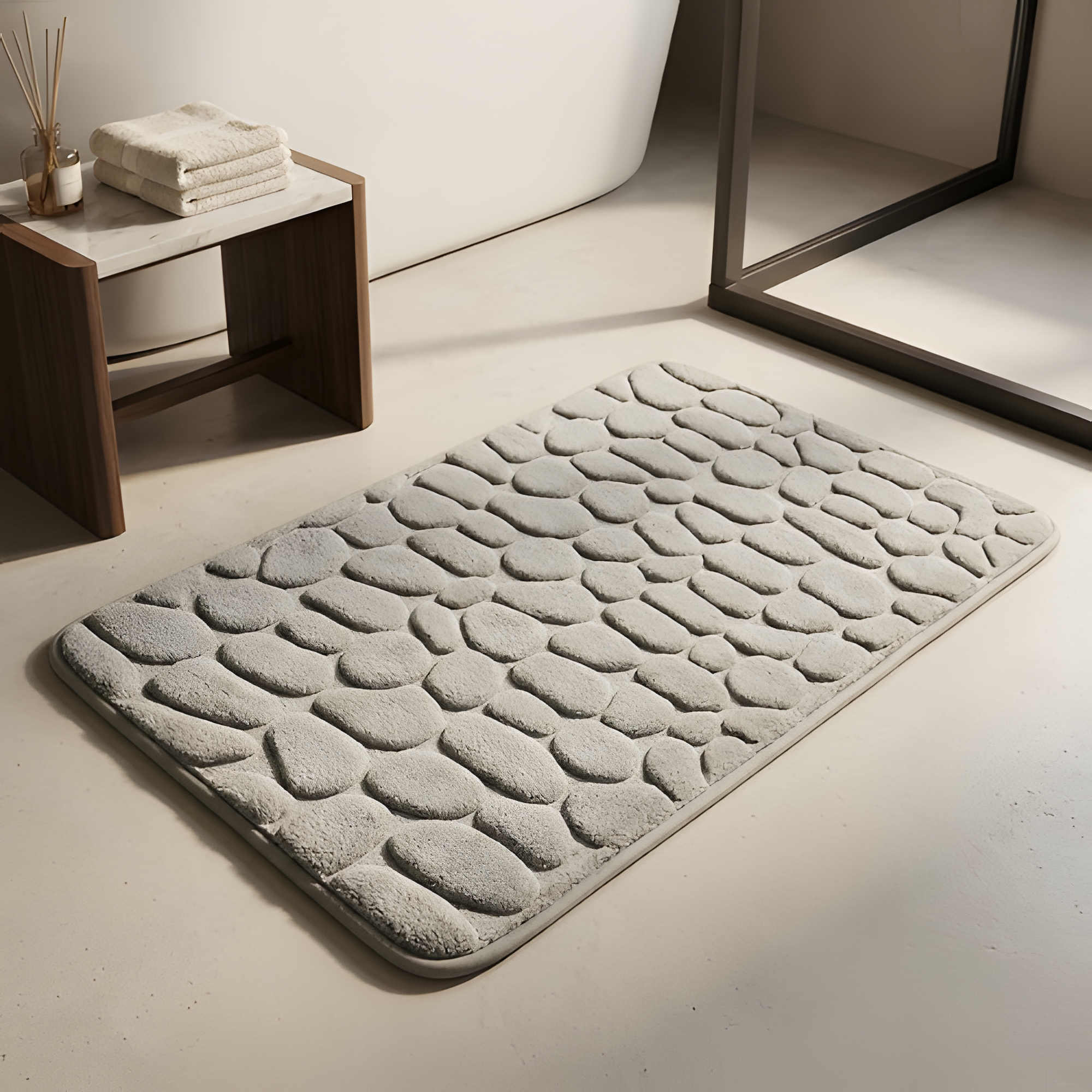 Alfombra versátil con relieve de adoquines - Alfombra de baño