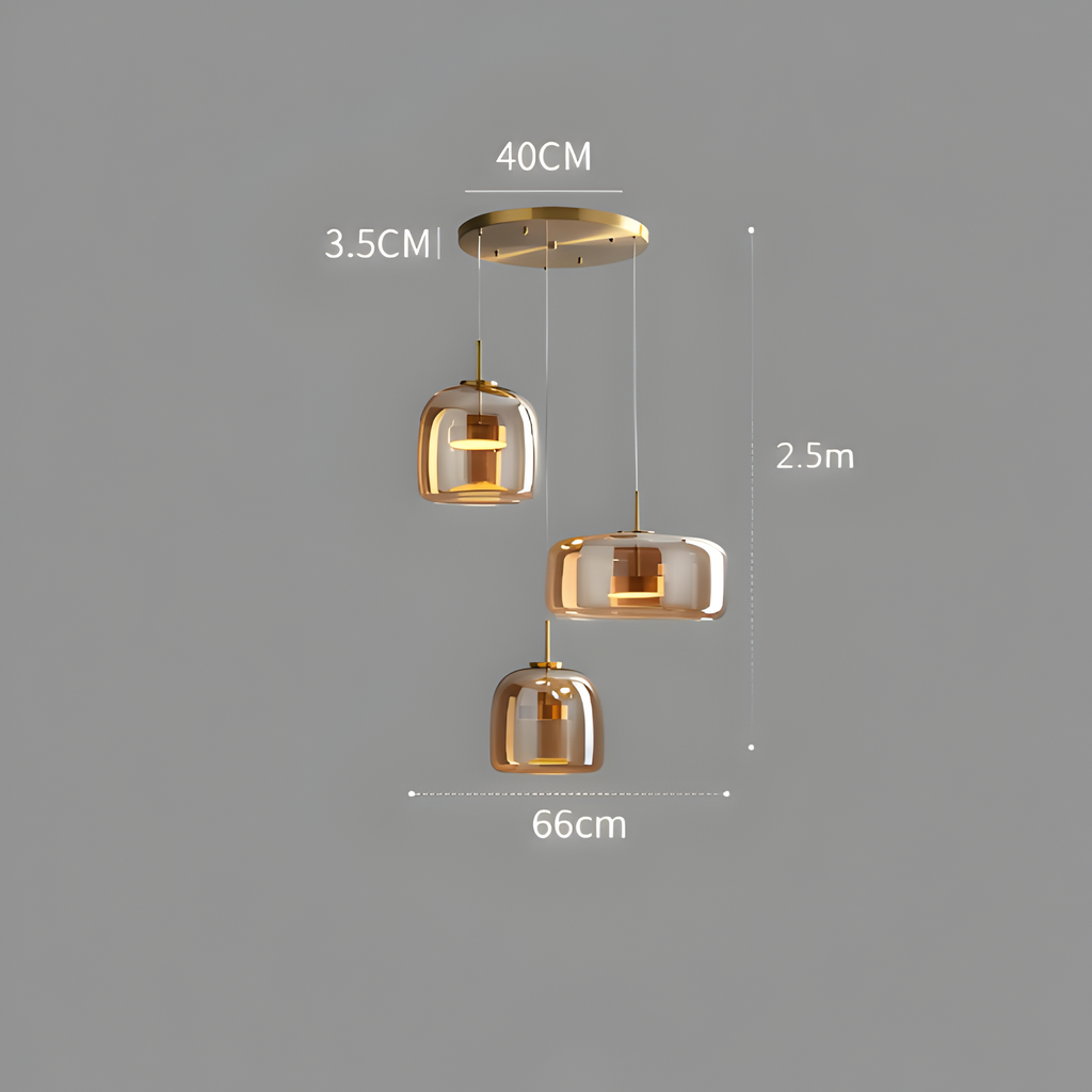 Conjunto De Lámparas Colgantes De Vidrio Amber - Elegancia estilo