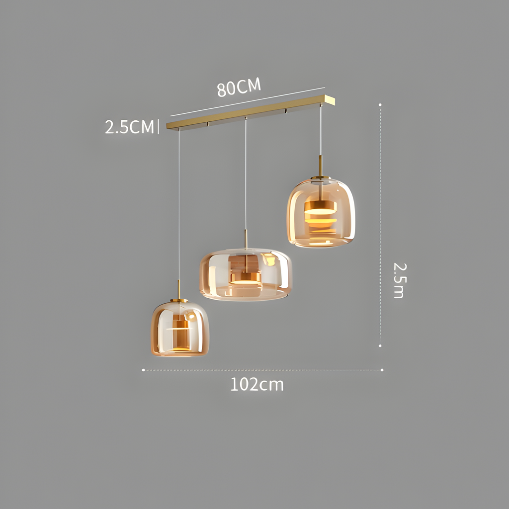 Conjunto De Lámparas Colgantes De Vidrio Amber - Elegancia estilo