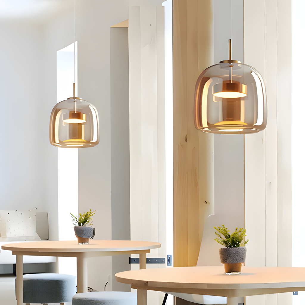 Conjunto De Lámparas Colgantes De Vidrio Amber - Elegancia estilo