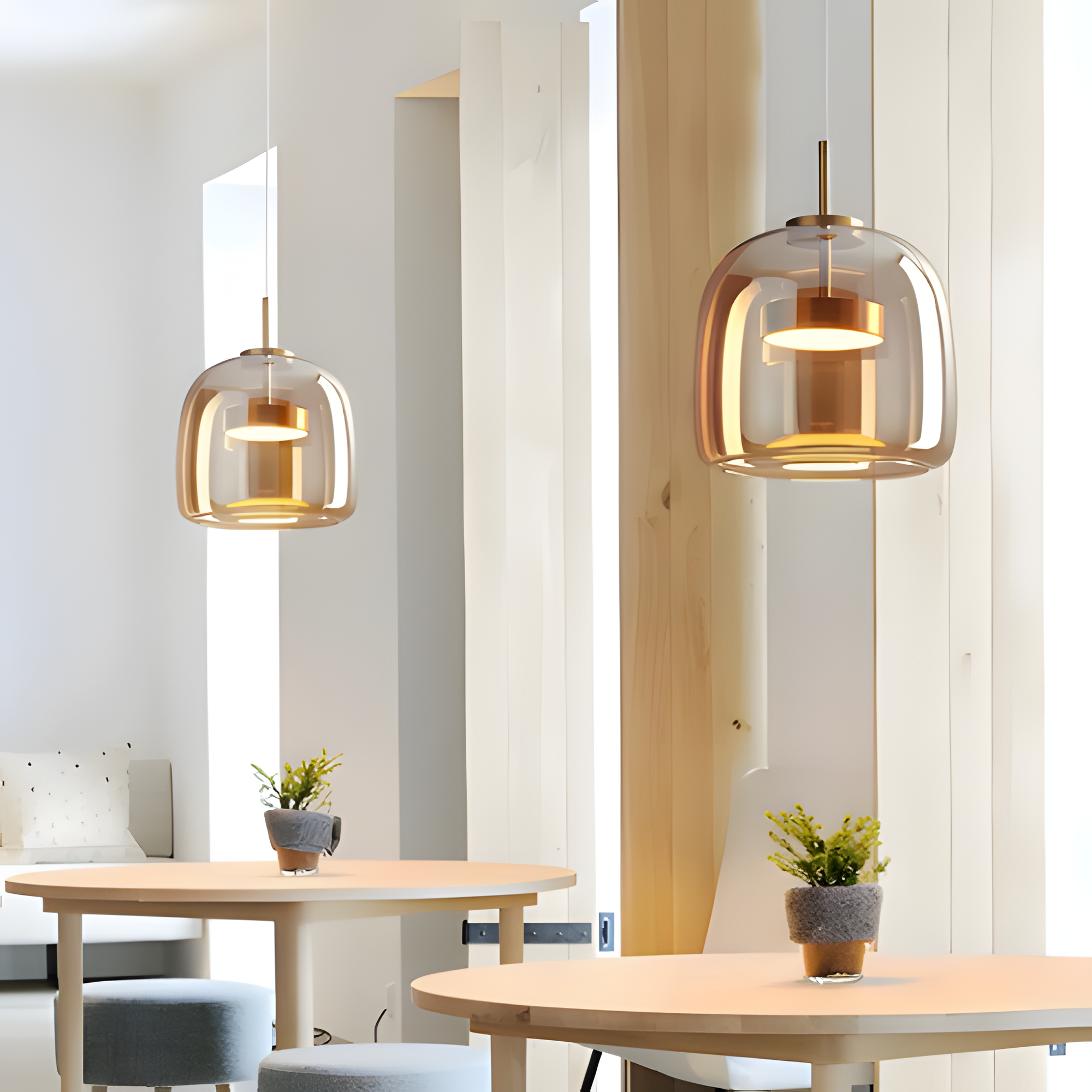 Conjunto De Lámparas Colgantes De Vidrio Amber - Elegancia estilo