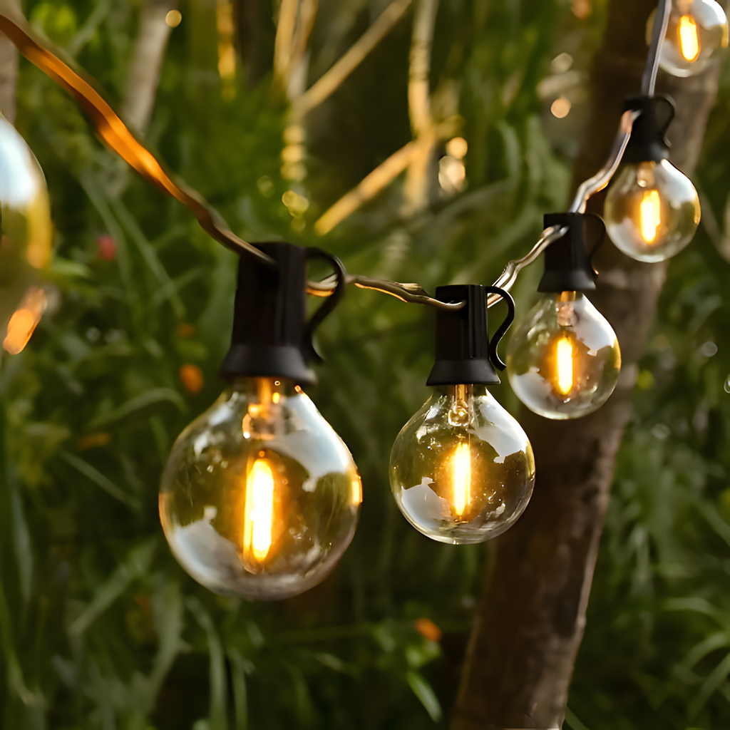 Guirnalda de luces con bombillas ámbar - LED para exteriores