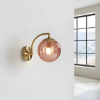 Aplique de pared de cristal acanalado dorado - Diseño elegante