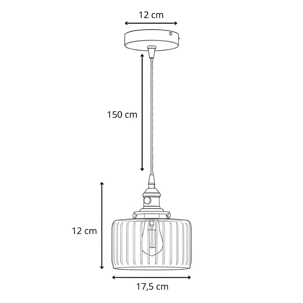 Lámpara Colgante De Vidrio Acanalado - Minimalista