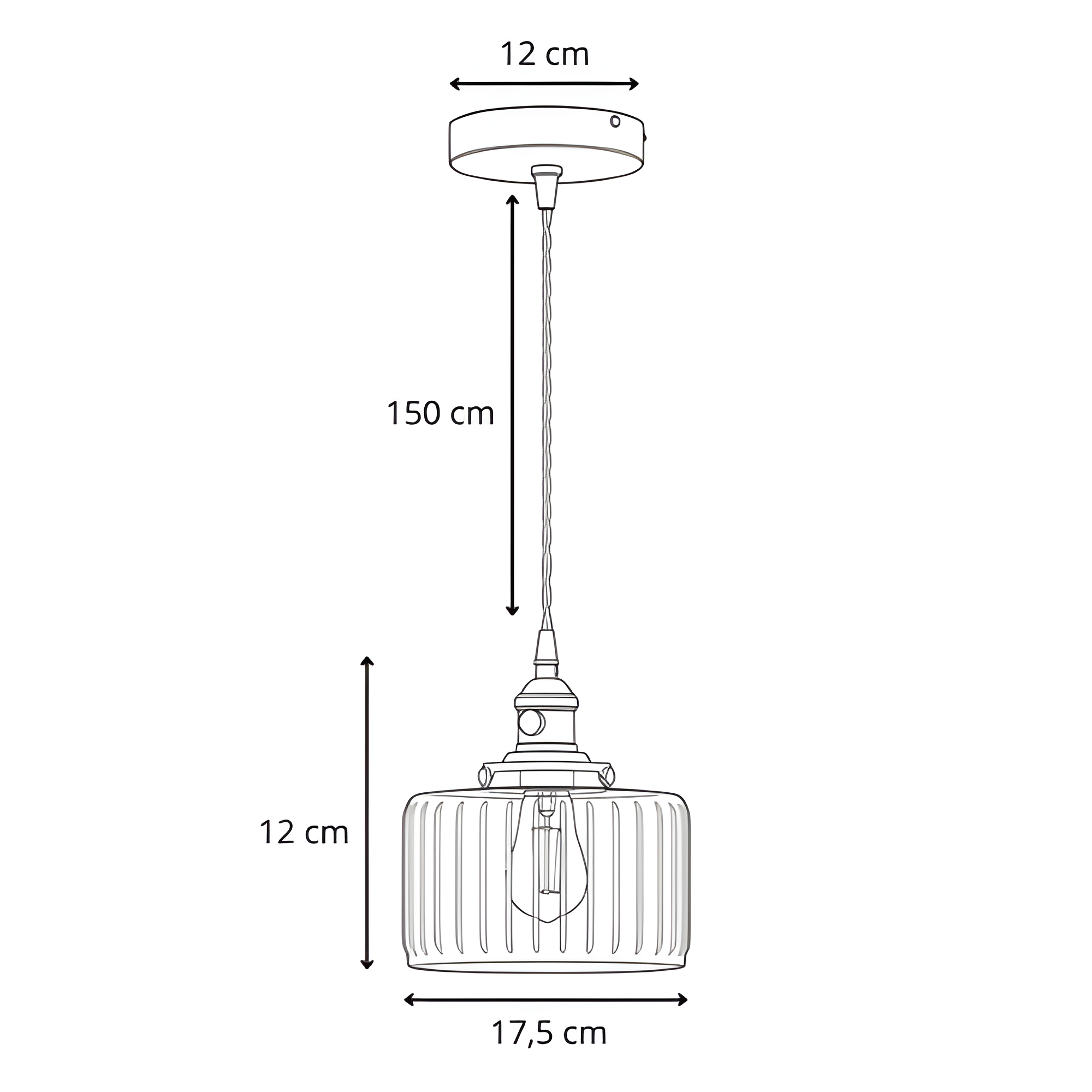 Lámpara Colgante De Vidrio Acanalado - Minimalista