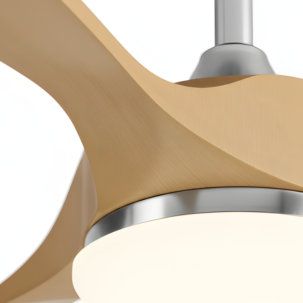 Ventilador de techo con luz en tono madera - LED retro