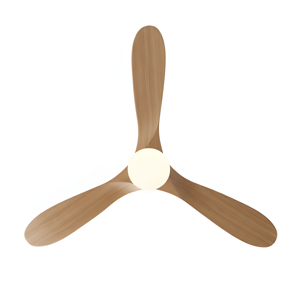 Ventilador de techo con luz en tono madera - LED retro