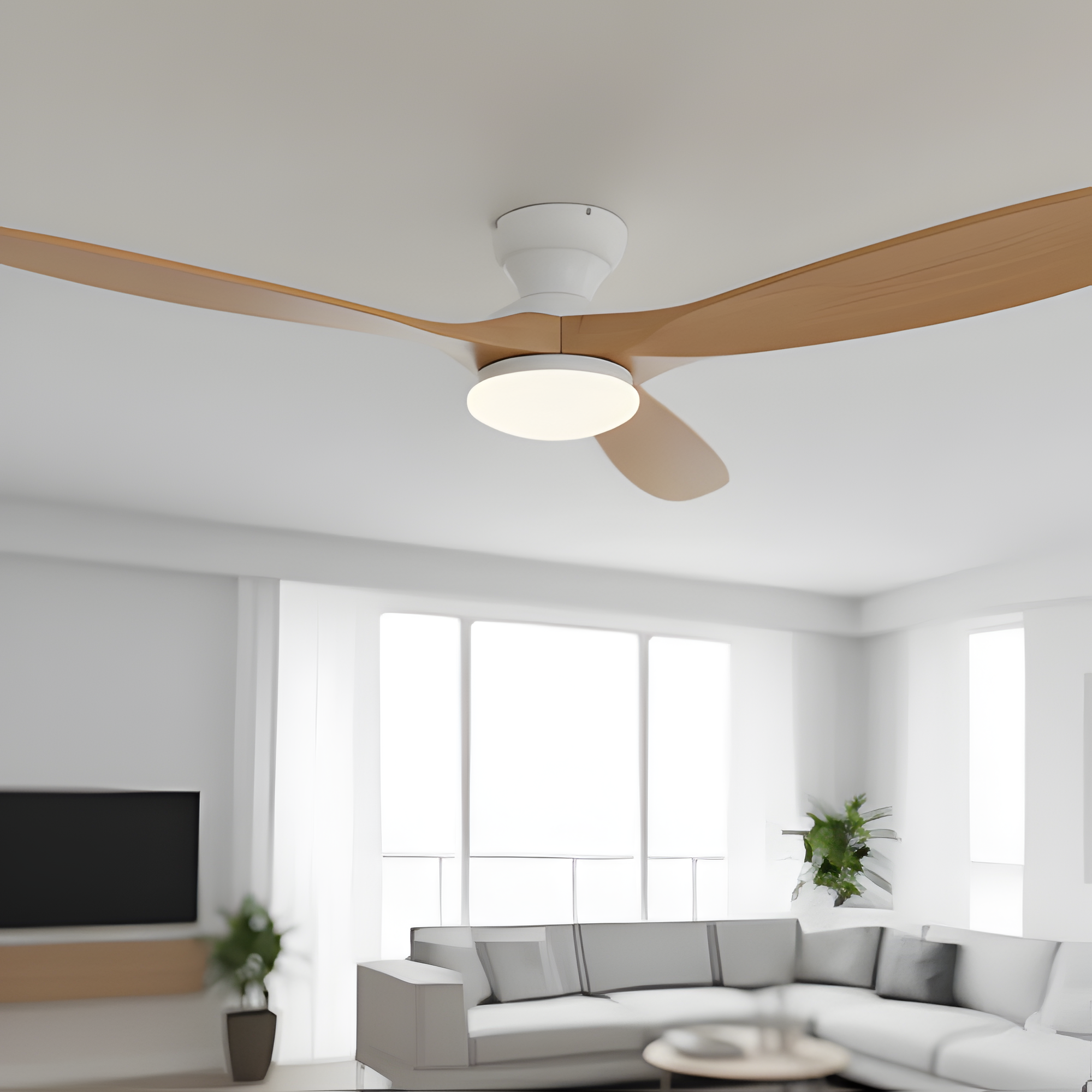Ventilador de techo con luz en tono madera - Elegancia atemporal