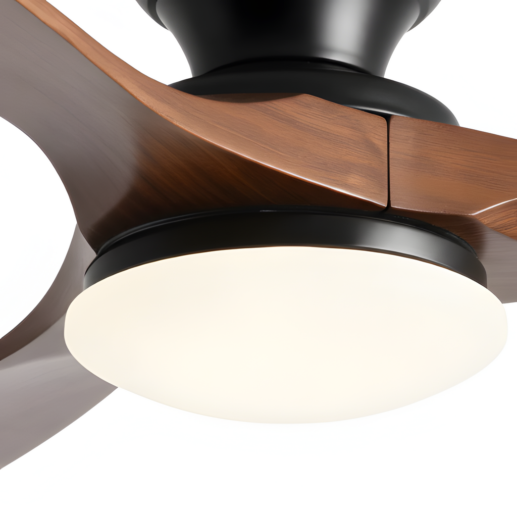 Ventilador de techo en tono madera con luz LED - Moderno