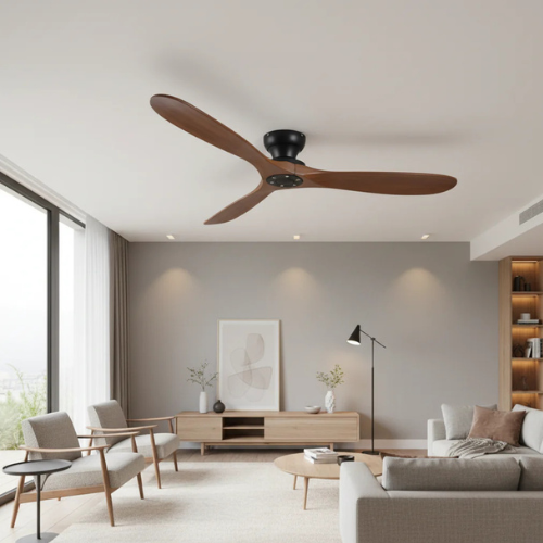 Ventilador de techo en tono madera con luz LED - Moderno