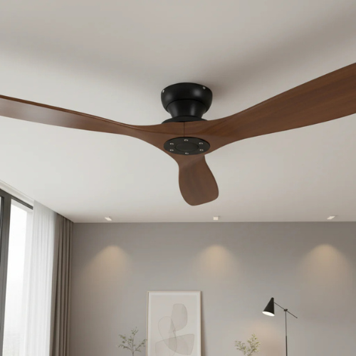 Ventilador de techo en tono madera con luz LED - Moderno