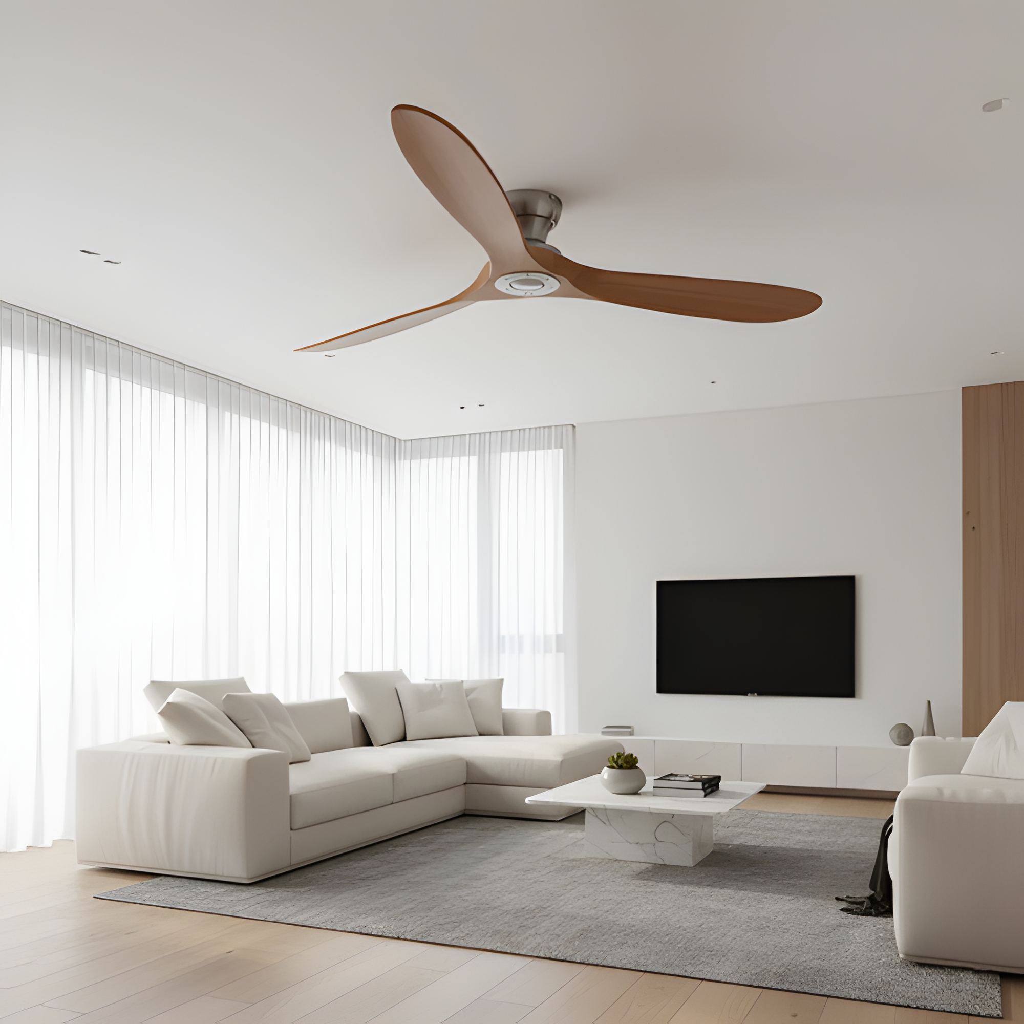 Ventilador de techo de madera maciza y LED - Elegancia