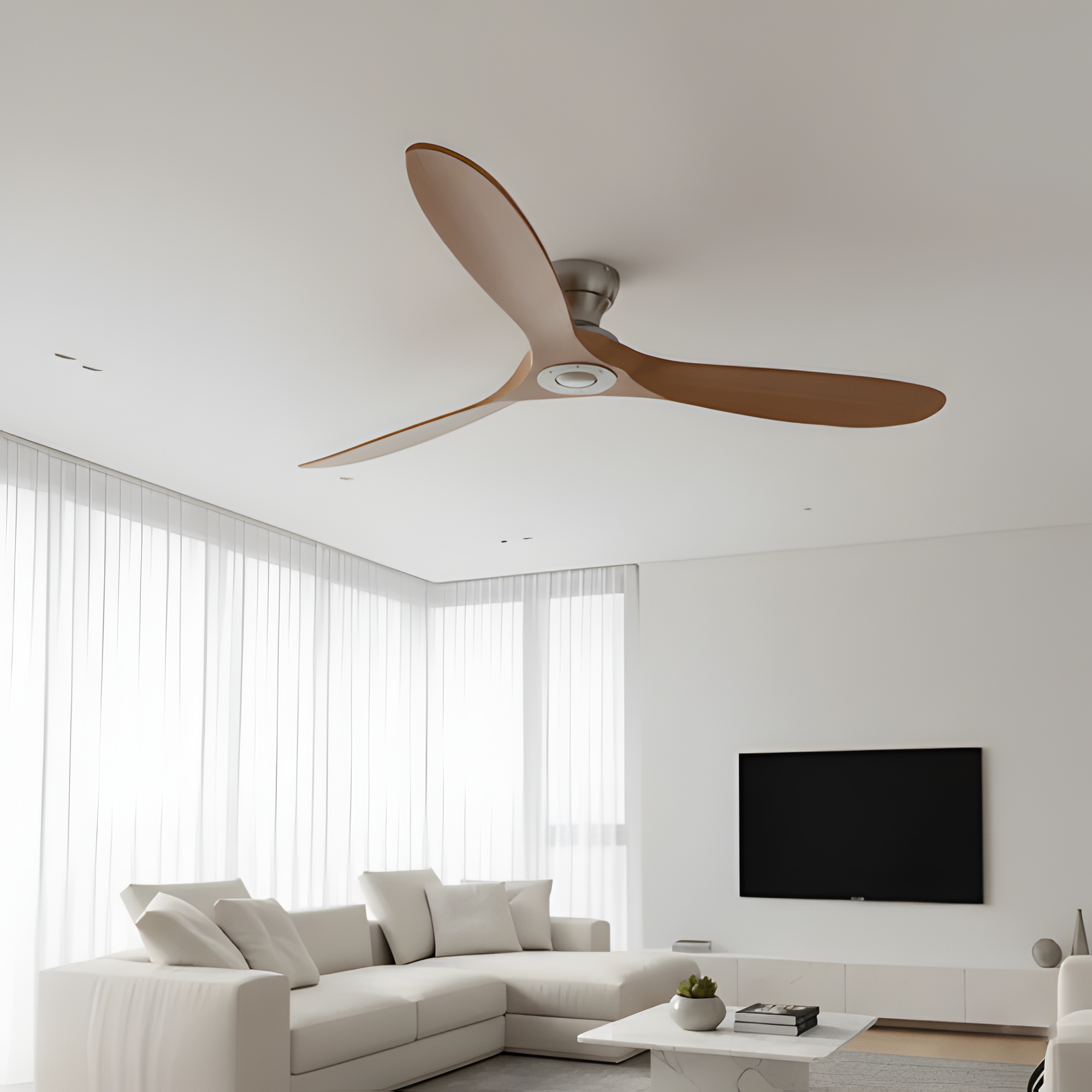Ventilador de techo de madera maciza y LED - Elegancia