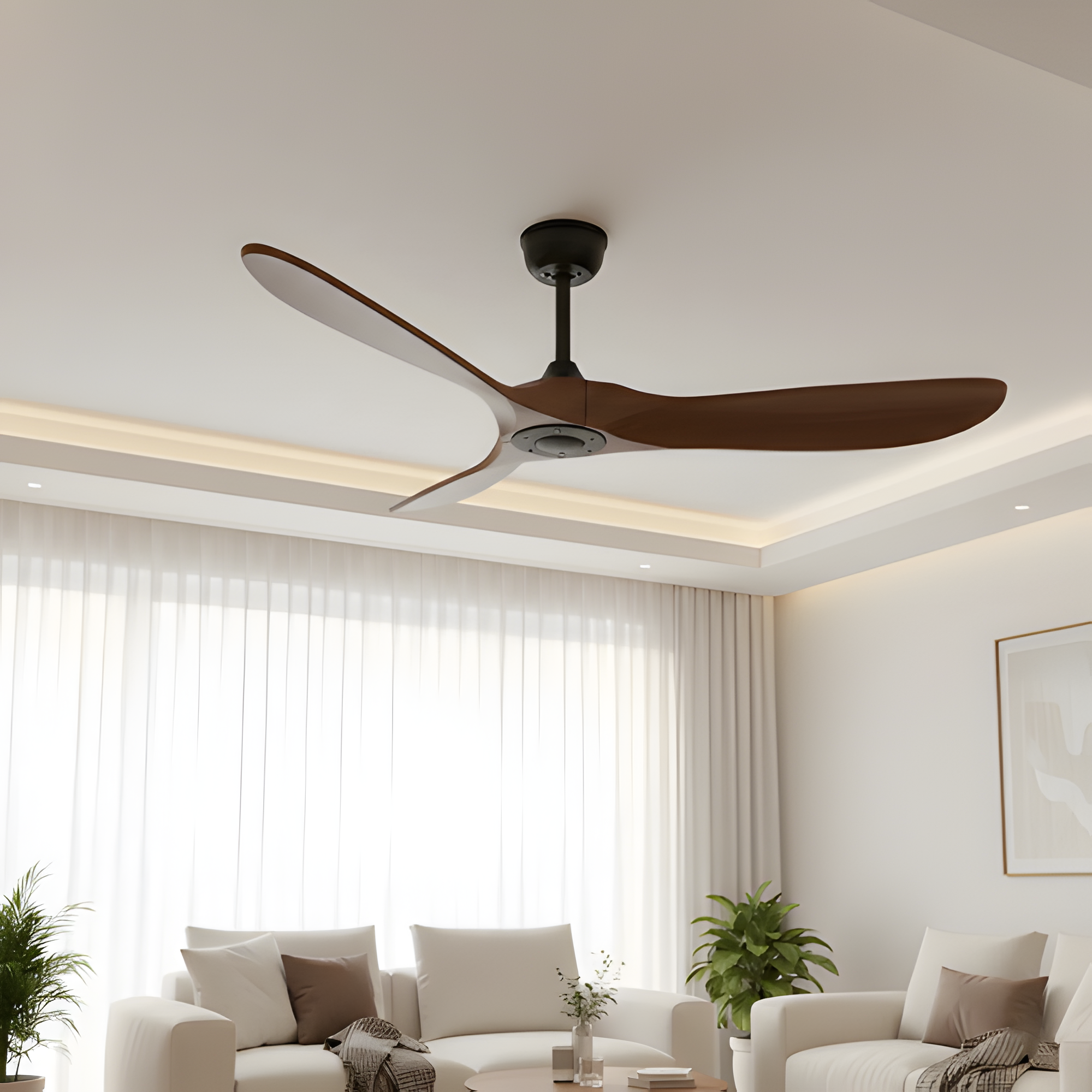 Ventilador de techo vintage de madera Y negro - Elegancia