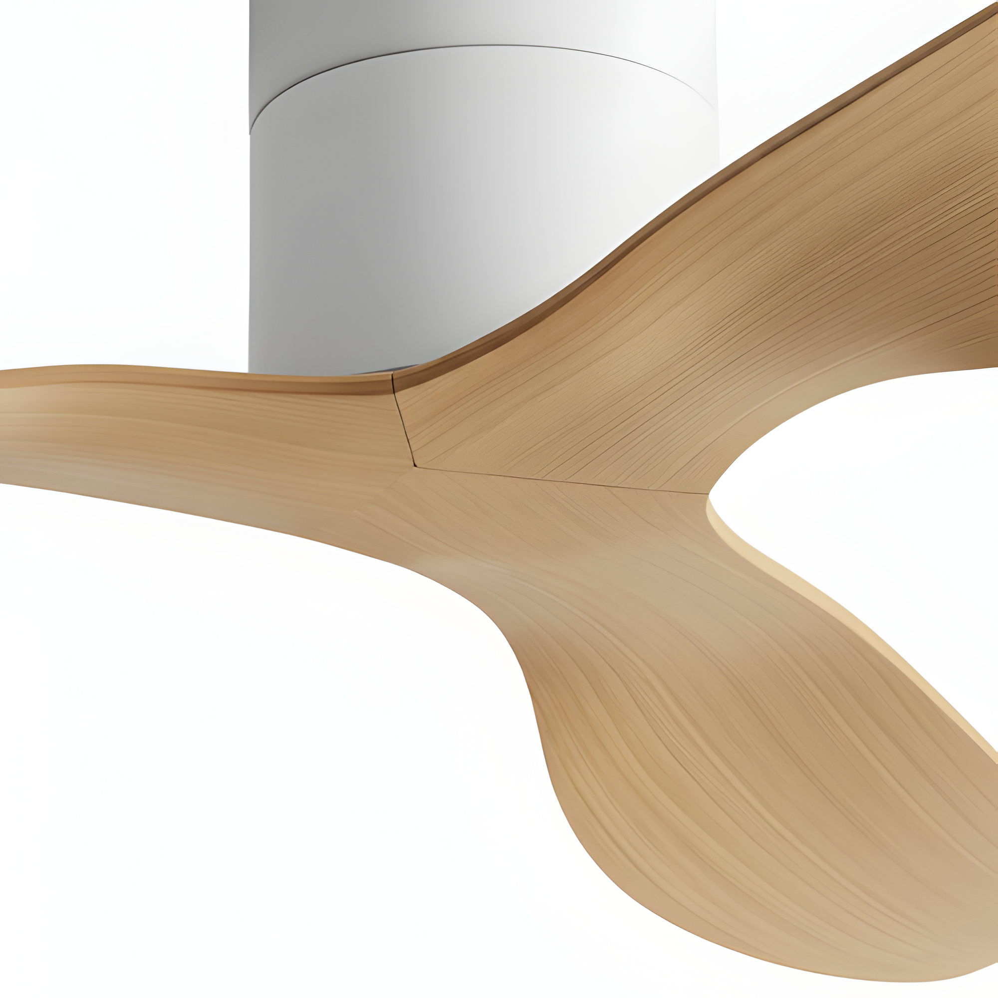 Ventilador de techo de madera clara y blanco - Diseño escandinavo