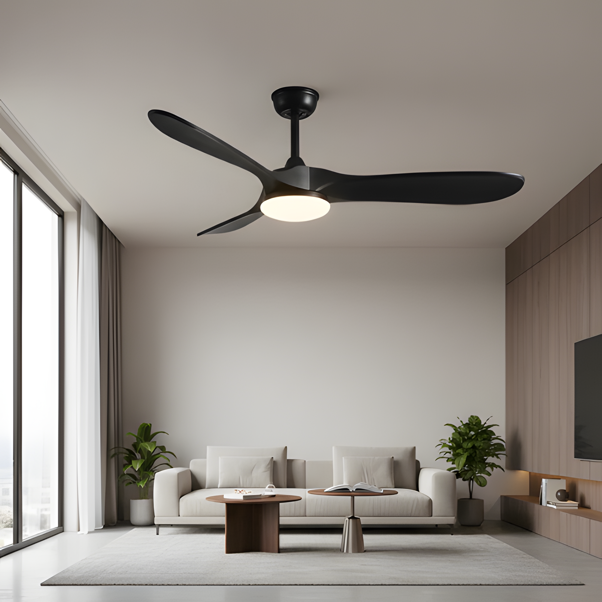 Ventilador de techo integrado negro mate - Reversible