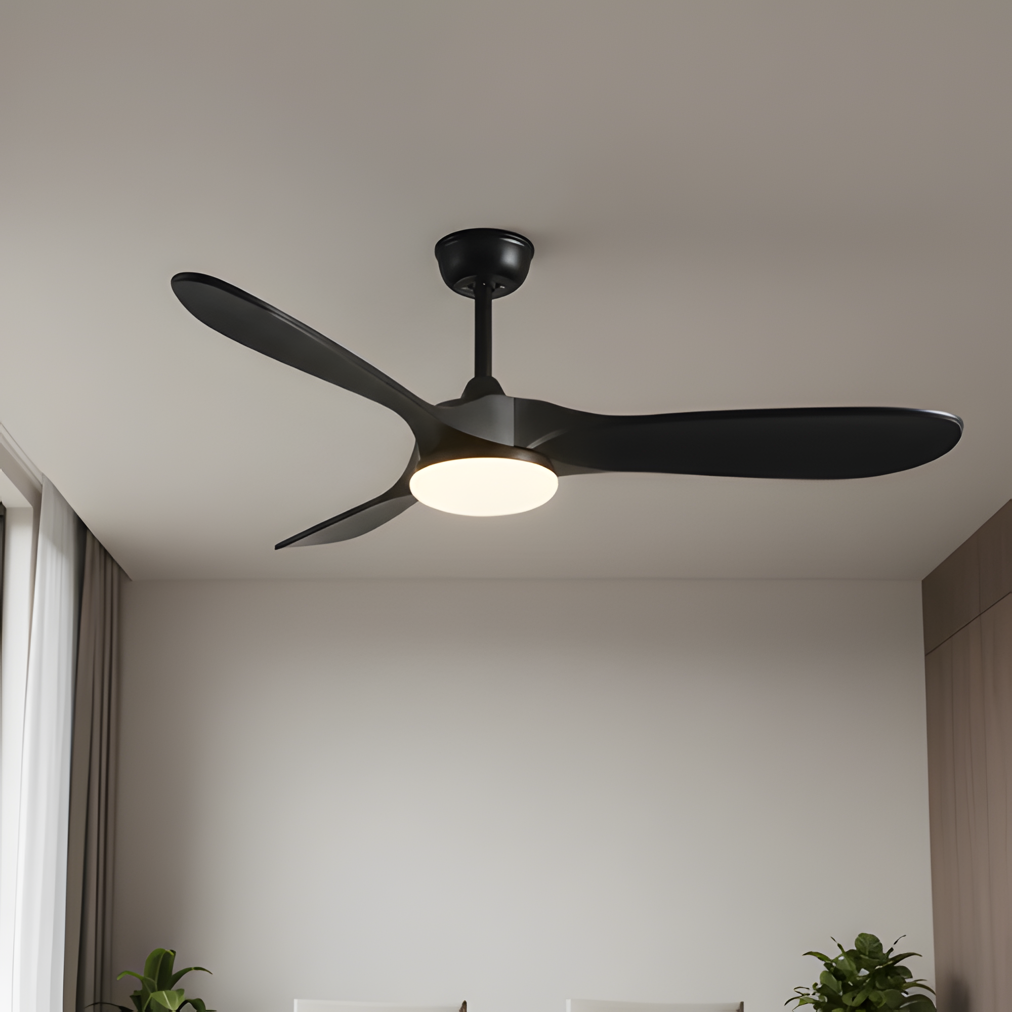 Ventilador de techo integrado negro mate - Reversible