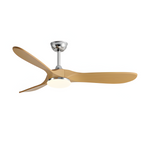 Ventilador De Techo De Cromo Y Madera Natural - Decoración Estética