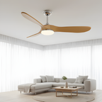 Ventilador De Techo De Cromo Y Madera Natural - Decoración Estética