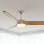 Ventilador De Techo De Cromo Y Madera Natural - Decoración Estética
