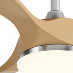 Ventilador De Techo De Cromo Y Madera Natural - Decoración Estética