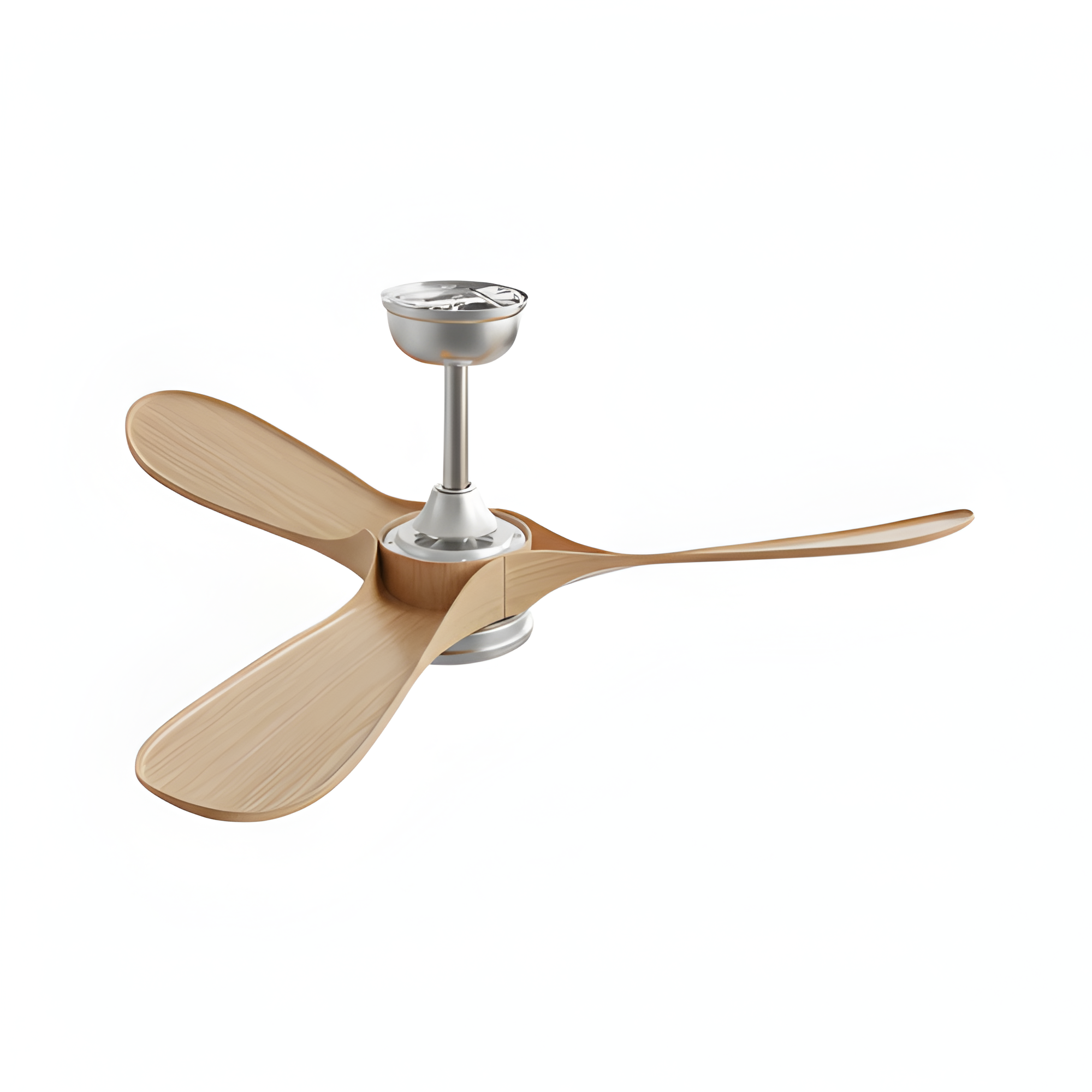 Ventilador De Techo De Cromo Y Madera Natural - Decoración Estética