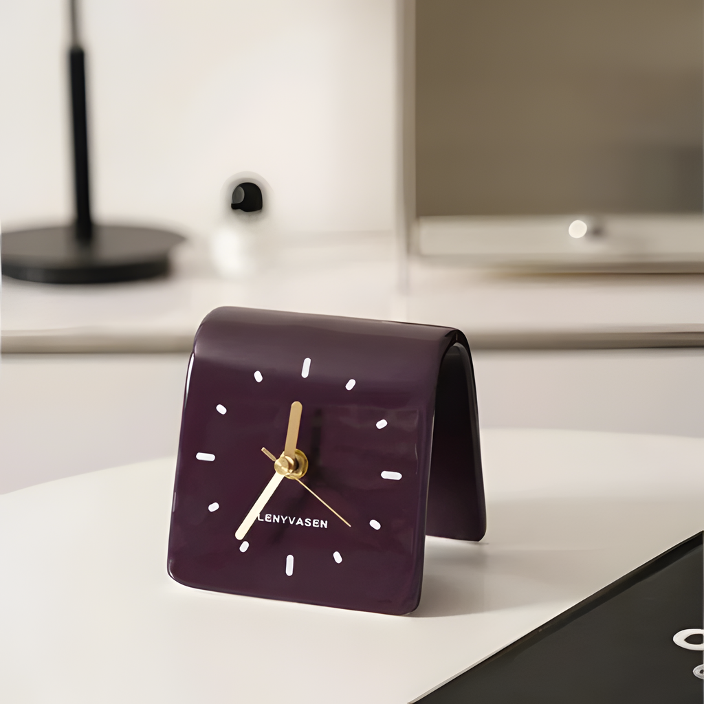 Reloj De Escritorio Retro Minimalista - Diseño Curvo