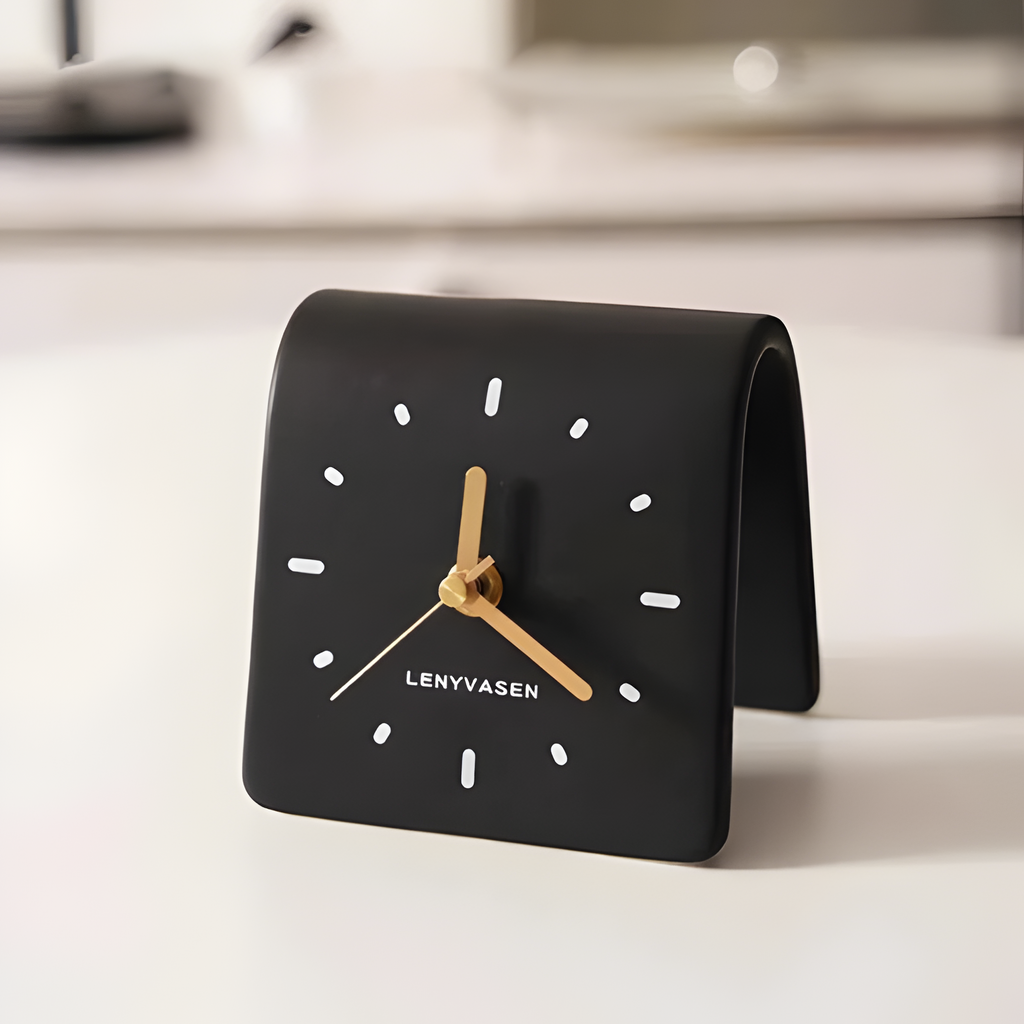 Reloj De Escritorio Retro Minimalista - Diseño Curvo