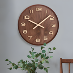 Reloj De Pared Minimalista De Madera Con Pantalla Numérica Y Clásica