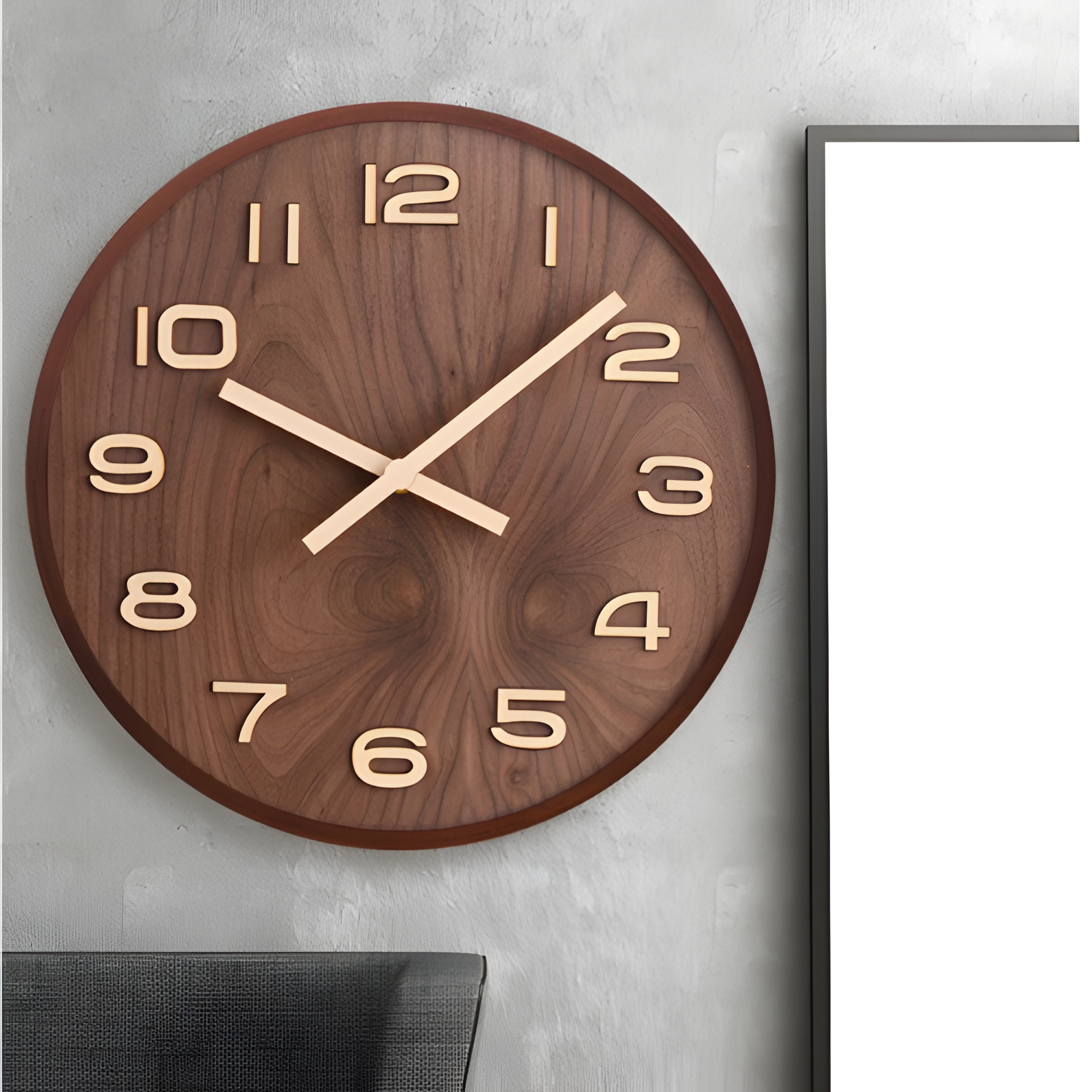 Reloj De Pared Minimalista De Madera Con Pantalla Numérica Y Clásica
