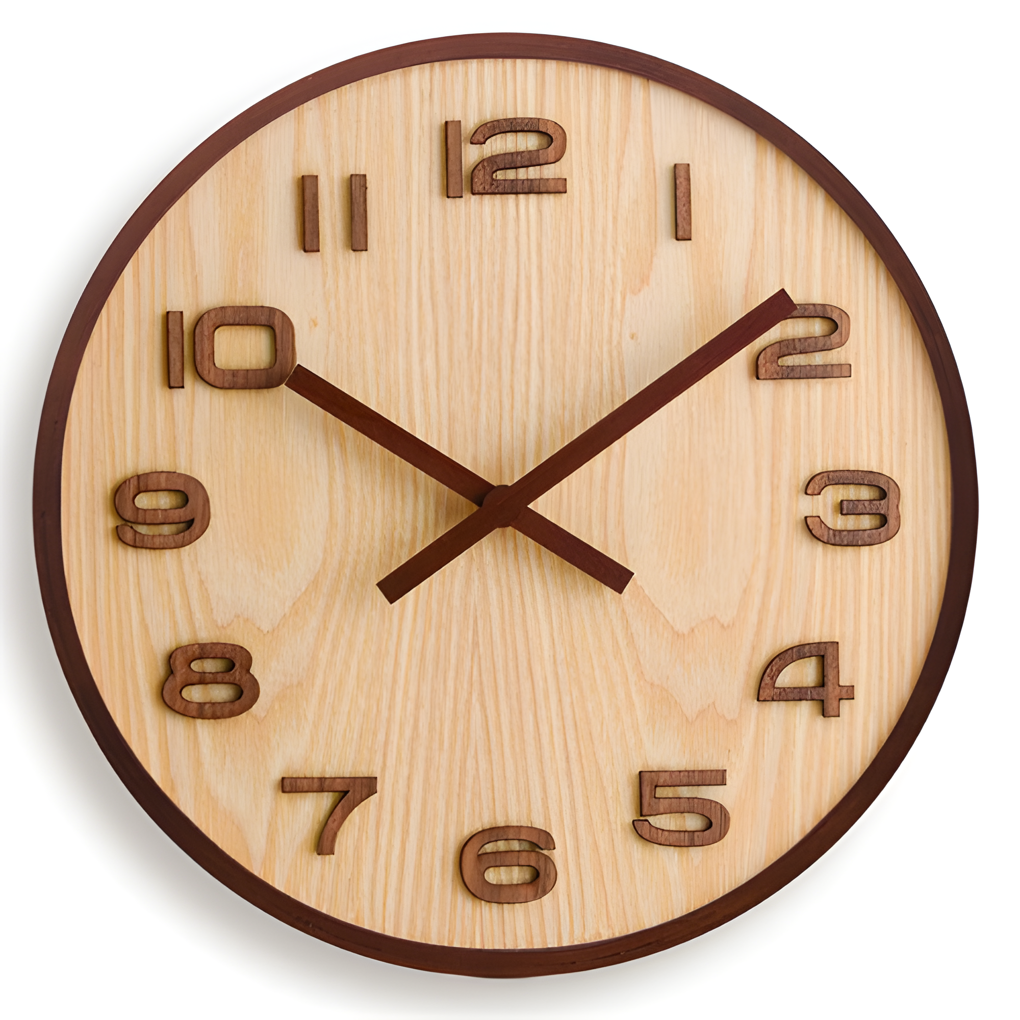 Reloj De Pared Minimalista De Madera Con Pantalla Numérica Y Clásica