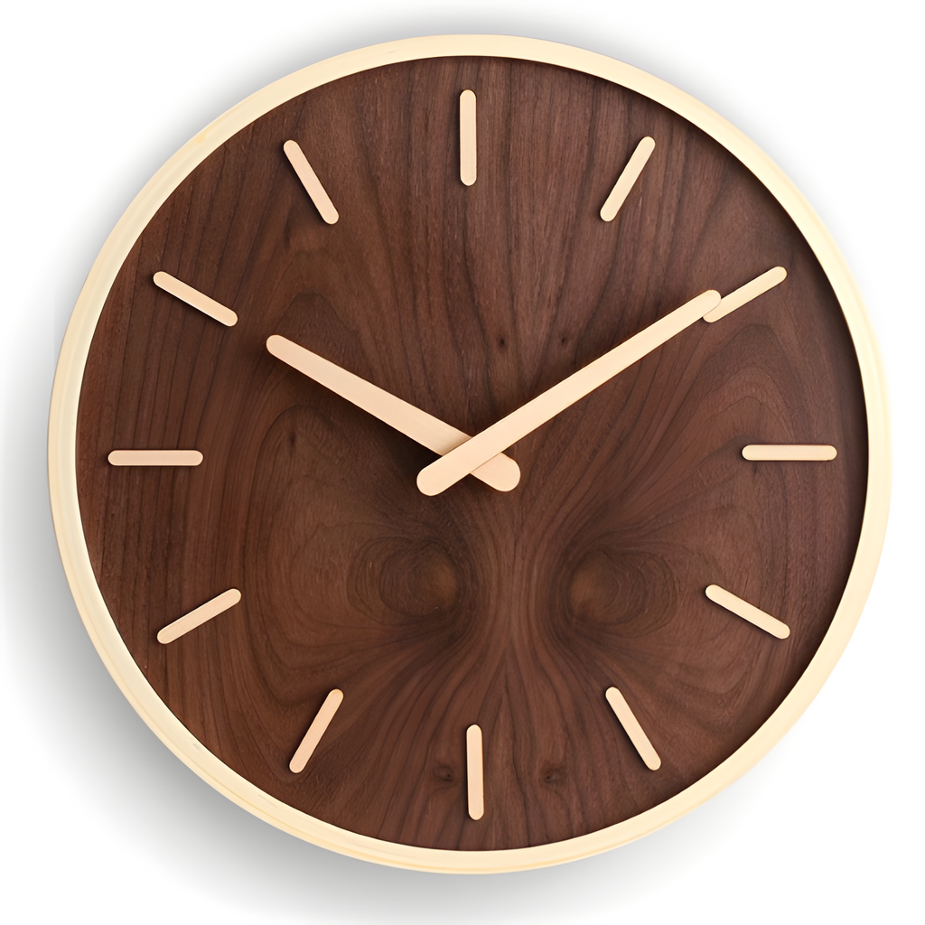 Reloj De Pared Minimalista De Madera Con Pantalla Numérica Y Clásica