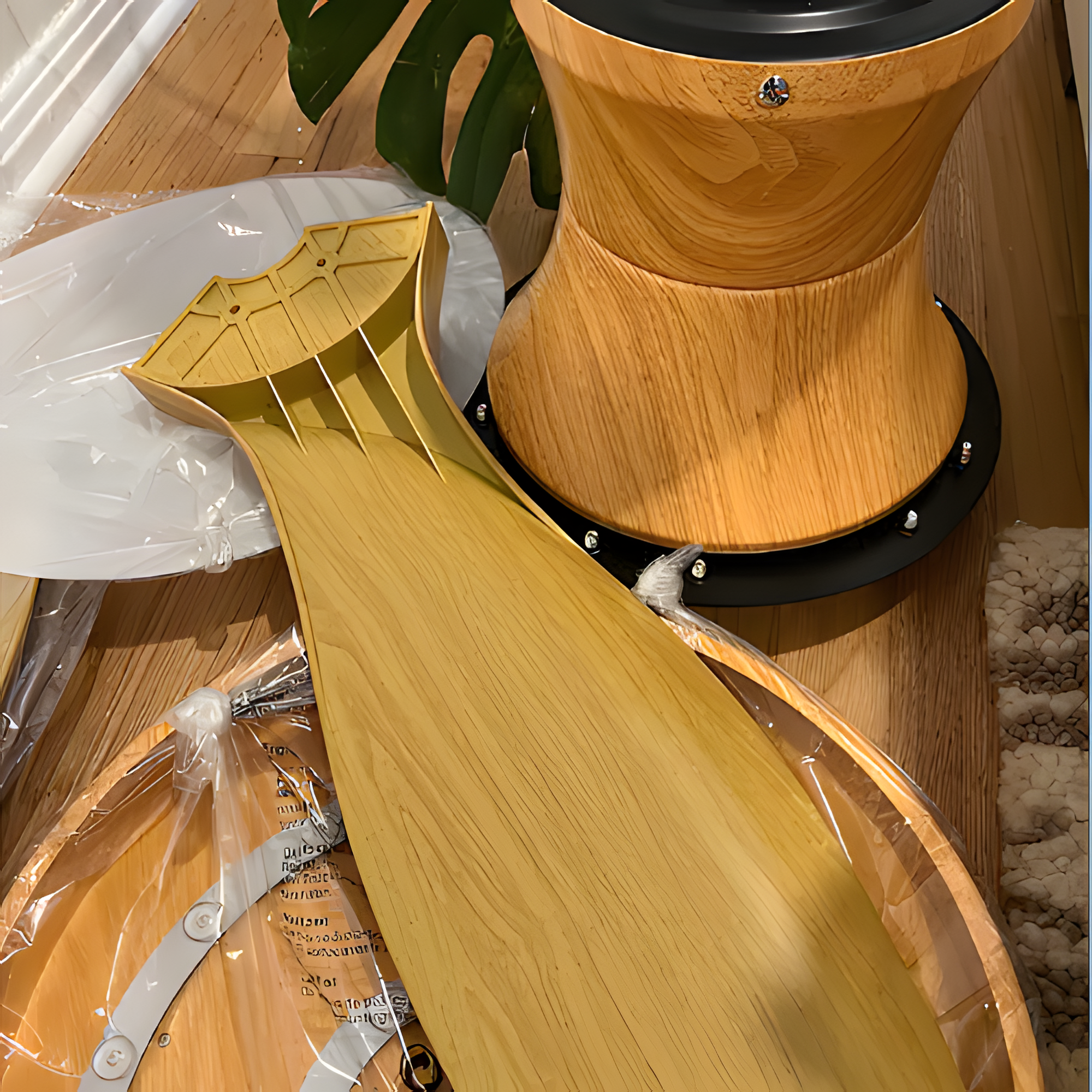 Ventilador de techo moderno con acabado de madera - LED integrado