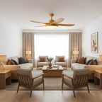 Ventilador de techo moderno con acabado de madera - LED integrado