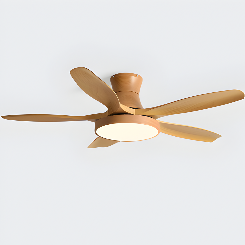 Ventilador de techo moderno con acabado de madera - LED integrado