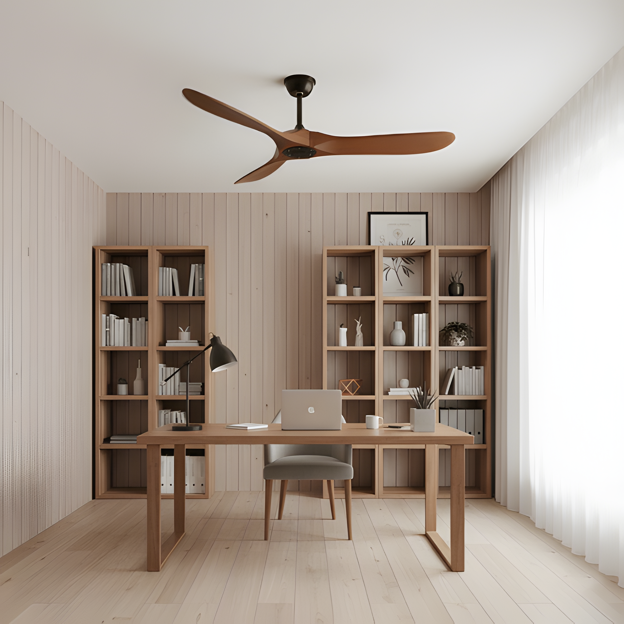 Ventilador De Techo Orgánico Moderno - Diseño De Aspas Curvas