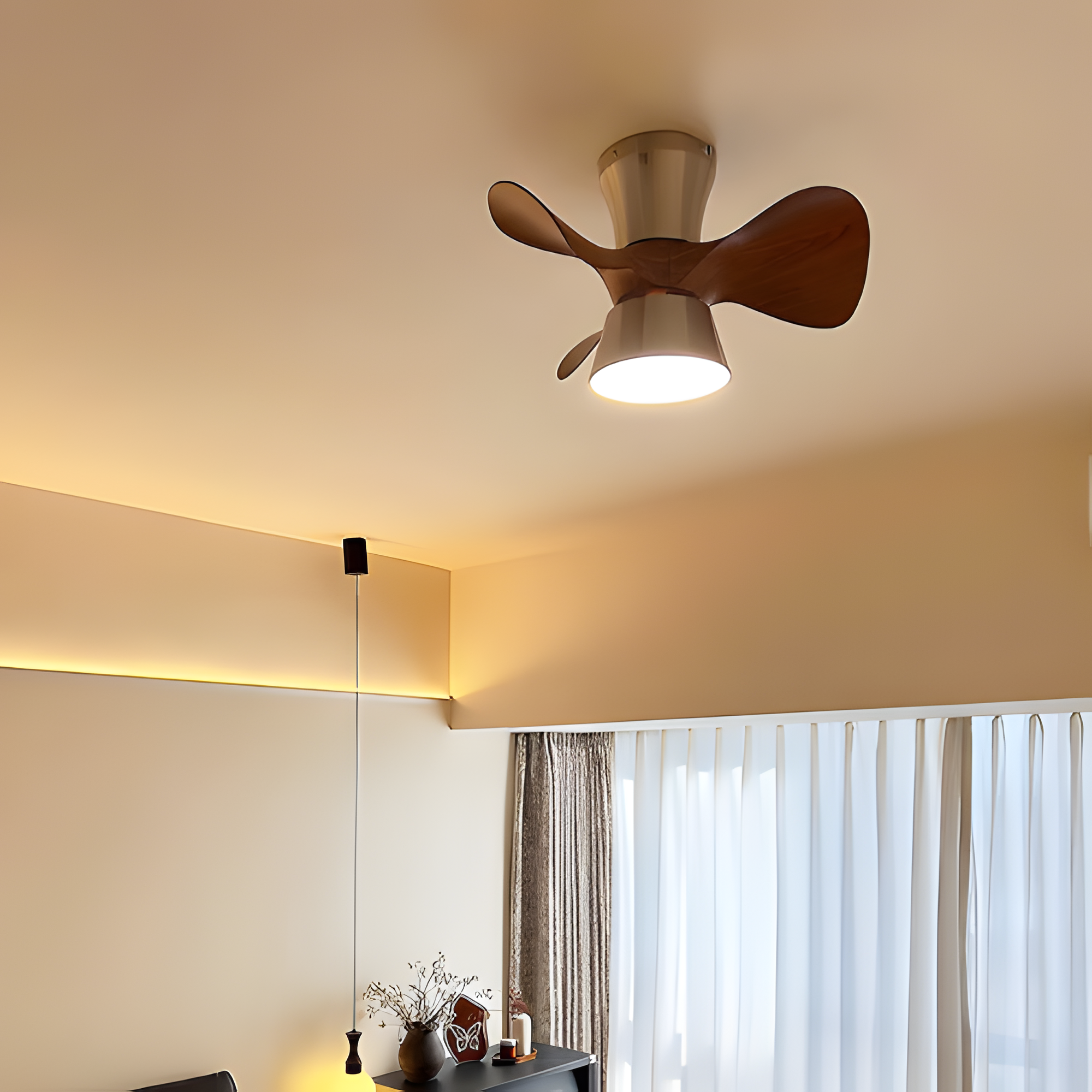 Ventilador De Techo Moderno De Madera - LED Integrado