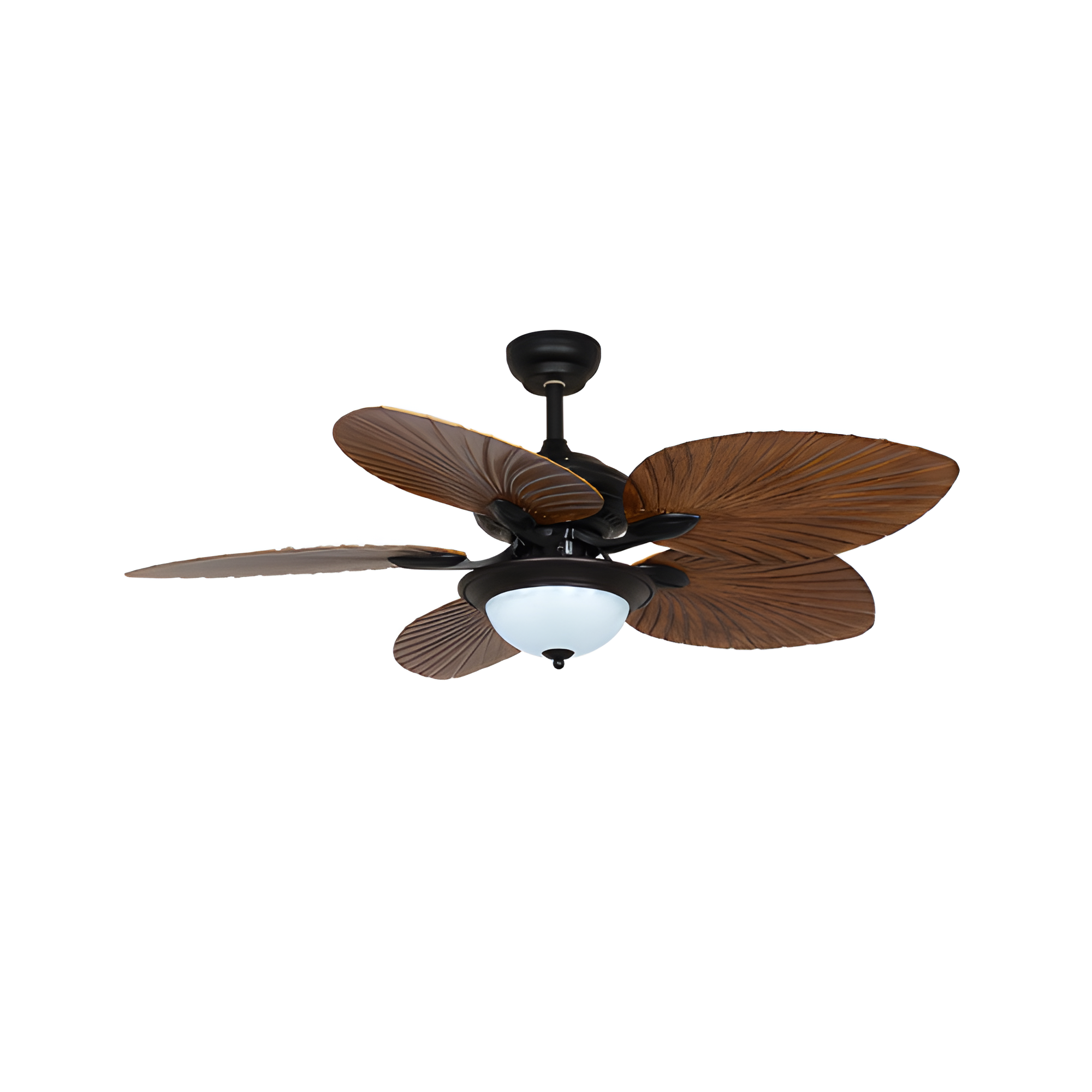 Ventilador De Techo De Madera Tropical - Diseño De Aspas En Forma De Hoja